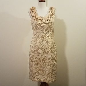 NWT London Times sleeveless cream/gold dress
